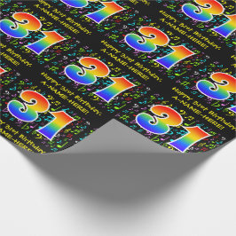 31誕生日:カラフルMusic Symbols, Rainbow 31 ラッピングペーパー
