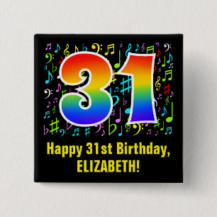 31誕生日:カラフルMusic Symbols, Rainbow 31 缶バッジ