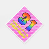 31誕生日：ピンクストライプのハート、レインボー# 31 スタンダードランチョンナプキン (角)