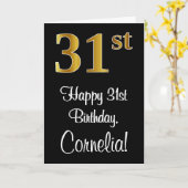 31誕生日~ラグジュアリーエレガントなフェイク金ゴールドルック# カード (黄色い花)