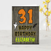 31誕生日:不気味ハロウィーンテーマ、名前をカスタムする カード (黄色い花)
