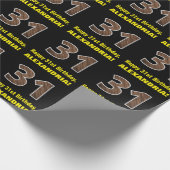 31誕生日:名前フェイク&木目パターン「31」 ラッピングペーパー (角)