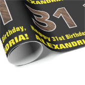 31誕生日:名前フェイク&木目パターン「31」 ラッピングペーパー (ロールコーナー)