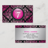 311お洒落な"ボタン"のショッキングピンクのおいしいダマスク織 名刺 (正面/裏面)