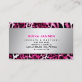 311お洒落な"ボタン"のショッキングピンクのヒョウ 名刺 (裏面)