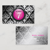 311お洒落な"ボタン"のショッキングピンク 名刺 (正面/裏面)