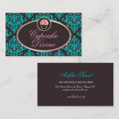 311のカップケーキの神の無地のな水のダマスク織 名刺 (正面/裏面)
