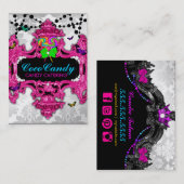 311のキャンデーの不思議の国の白いダマスク織の会合アイコン 名刺 (正面/裏面)