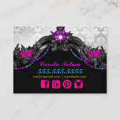 311のキャンデーの不思議の国の白いダマスク織の会合アイコン 名刺 (裏面)