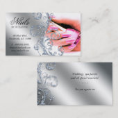 311のネイルサロンの名刺のグリッターのピンクの銀 名刺 (正面/裏面)