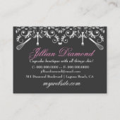 311のピンクのDelishのカップケーキのティール（緑がかった色）の炊事用具 名刺 (裏面)