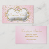 311の宝石で飾られたケーキのピンクの金ゴールドのダマスク織 名刺 (正面/裏面)