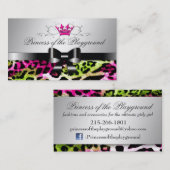 311の弓licious熱いライムのピンクのヒョウ 名刺 (正面/裏面)