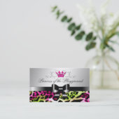 311の弓licious熱いライムのピンクのヒョウ 名刺 (スタンド正面)