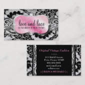 311の愛レースのピンクの大皿 名刺 (正面/裏面)