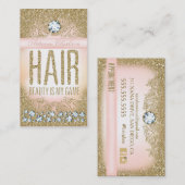 311の毛のヴィンテージの魅力的な金ゴールドのグリッターのピンク 予約カード (正面/裏面)
