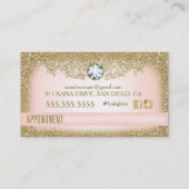 311の毛のヴィンテージの魅力的な金ゴールドのグリッターのピンク 予約カード (裏面)