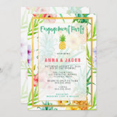 311の水彩画のパイナップル婚約カード 案内状 (正面/裏面)