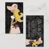 311の白のビキニの花柄のファッショニスタブロンドの帽子 名刺 (正面/裏面)