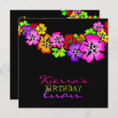 311の花のシャワーのレイの招待状の黒 招待状 (正面/裏面)