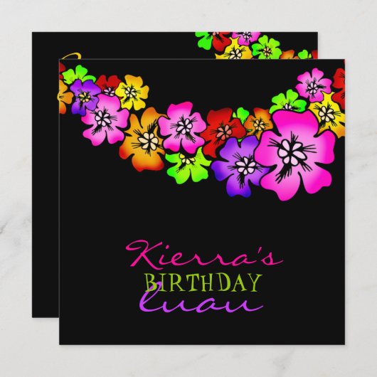 311の花のシャワーのレイの招待状の黒 招待状 (正面/裏面)