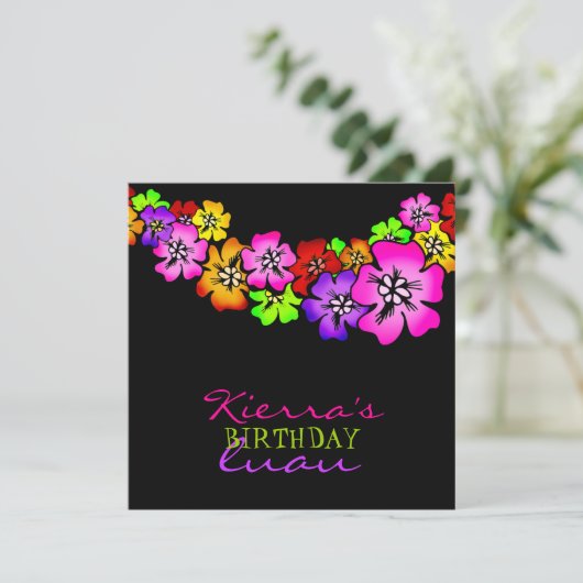 311の花のシャワーのレイの招待状の黒 招待状 (スタンド正面)