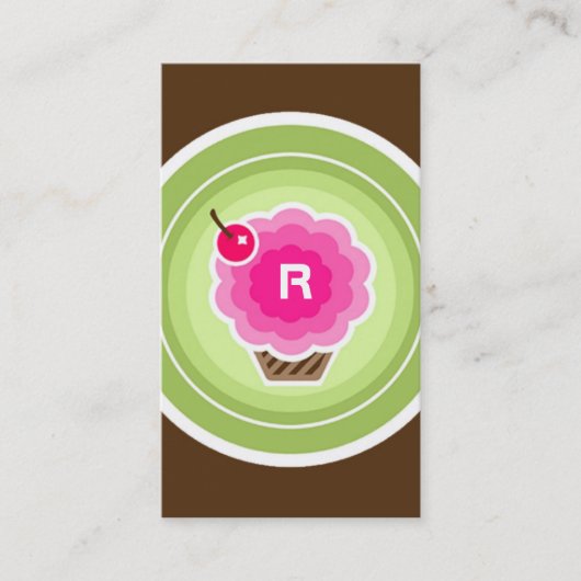 311の虹のカップケーキのモノグラムの名刺 名刺 (正面)
