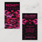 311の赤いHOTTの炎のハートの背景 名刺 (正面/裏面)