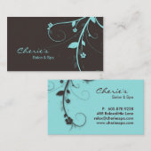 311の青緑の茶色の花柄の渦巻ビジネス 名刺 (正面/裏面)