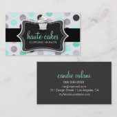 311のHauteのカップケーキのピンクの水玉模様のミント 名刺 (正面/裏面)