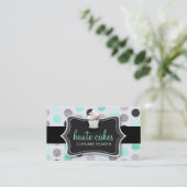 311のHauteのカップケーキのピンクの水玉模様のミント 名刺 (スタンド正面)