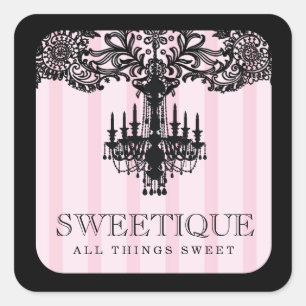311のSweetiqueのピンクのストライプ及びレースのシャンデリア スクエアシール