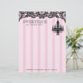 311のSweetiqueのピンクのストライプ及びレースのシャンデリア レターヘッド (スタンド正面)