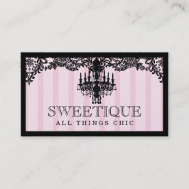 311のSweetiqueのピンクのストライプ及びレースのシャンデリア 名刺