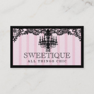 311のSweetiqueのピンクのストライプ及びレースのシャンデリア 名刺