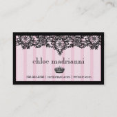 311のSweetiqueのピンクのストライプ及びレースのシャンデリア 名刺 (裏面)