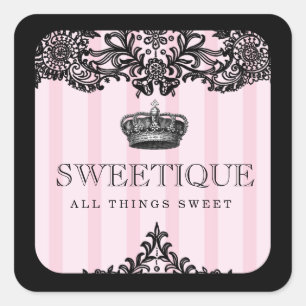 311のSweetiqueのピンクのストライプ及びレース スクエアシール