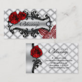 311ばら色の花のファッションのジュエリーの蝶グリッター 名刺 (正面/裏面)