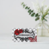 311ばら色の花のファッションのジュエリーの蝶グリッター 名刺 (スタンド正面)