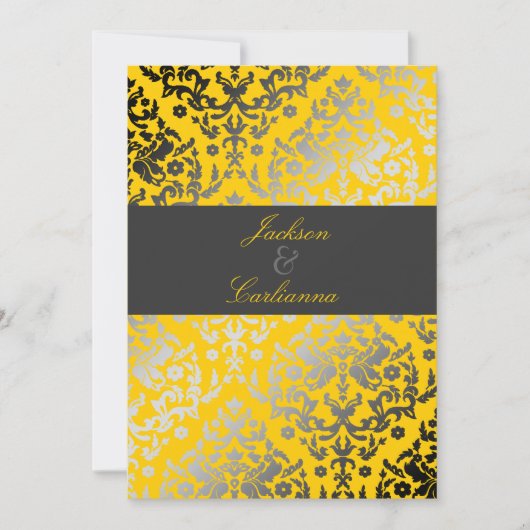 311まぶしいダマスクイエロー |木炭グレーバンド 招待状 (正面)