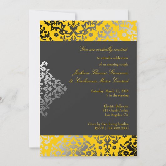 311まぶしいダマスクイエロー |木炭グレーバンド 招待状 (裏面)