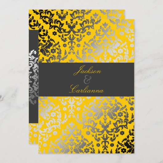 311まぶしいダマスクイエロー |木炭グレーバンド 招待状 (正面/裏面)