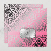 311まぶしいダマスクピンクフラミンゴ 招待状 (正面/裏面)