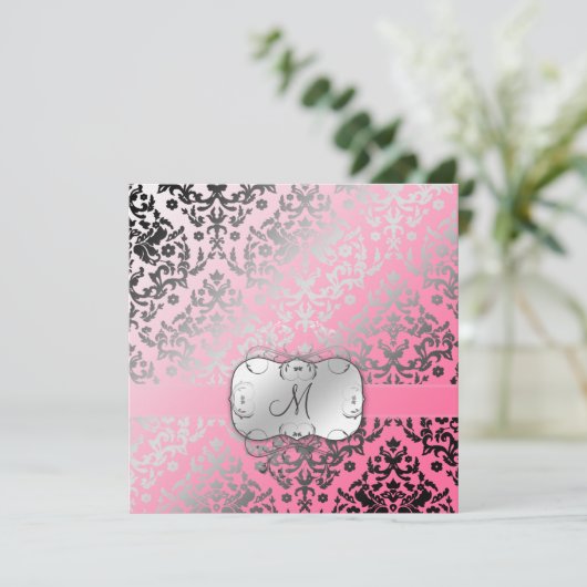 311まぶしいダマスクピンクフラミンゴ 招待状 (スタンド正面)