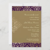 311まぶしいダマスク金ゴールドアイボリー深い紫 招待状 (裏面)