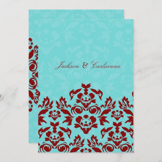 311アクアブルーフレーム5 x 7招待状 招待状 (正面/裏面)