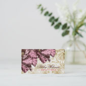 311アロハハイビスカスのヴィンテージのダマスク織 名刺 (スタンド正面)