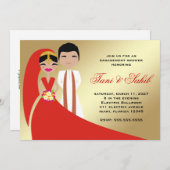 311インディアン新郎新婦ビンディ招待状 招待状 (正面/裏面)