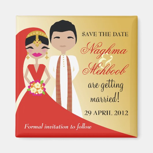 311インディアン美しい新郎新婦 マグネット (正面)