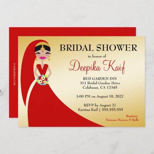 311インディアン美しい花嫁 招待状 (正面/裏面)